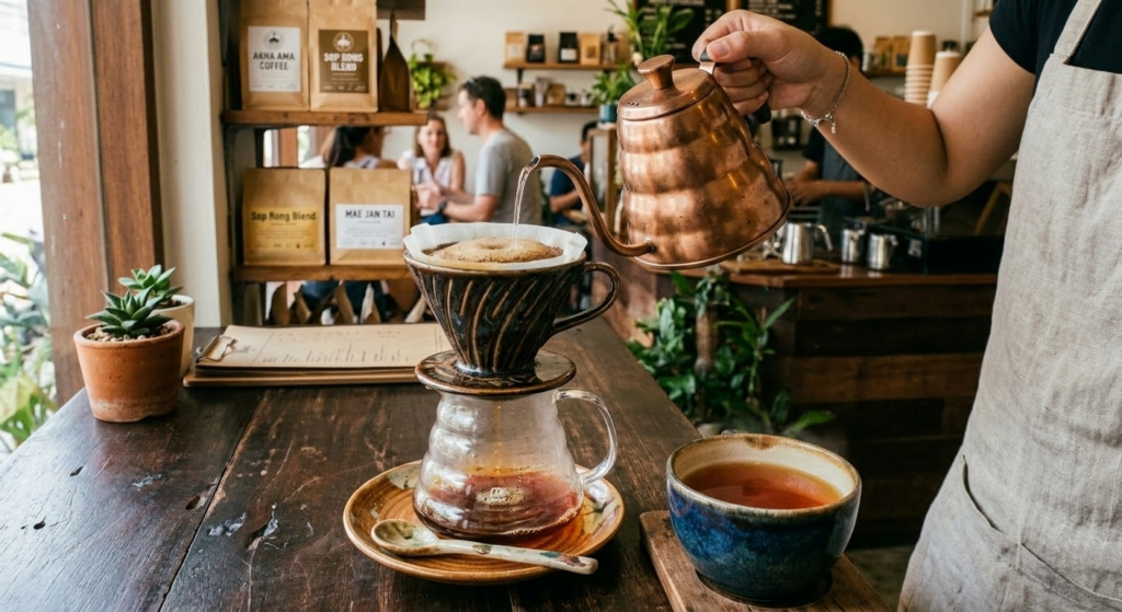 biome coffee Myanmar, harvesting coffee cherries